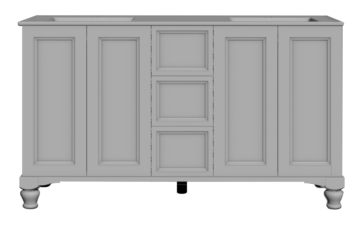 Vanity casegood 3D model — clay render