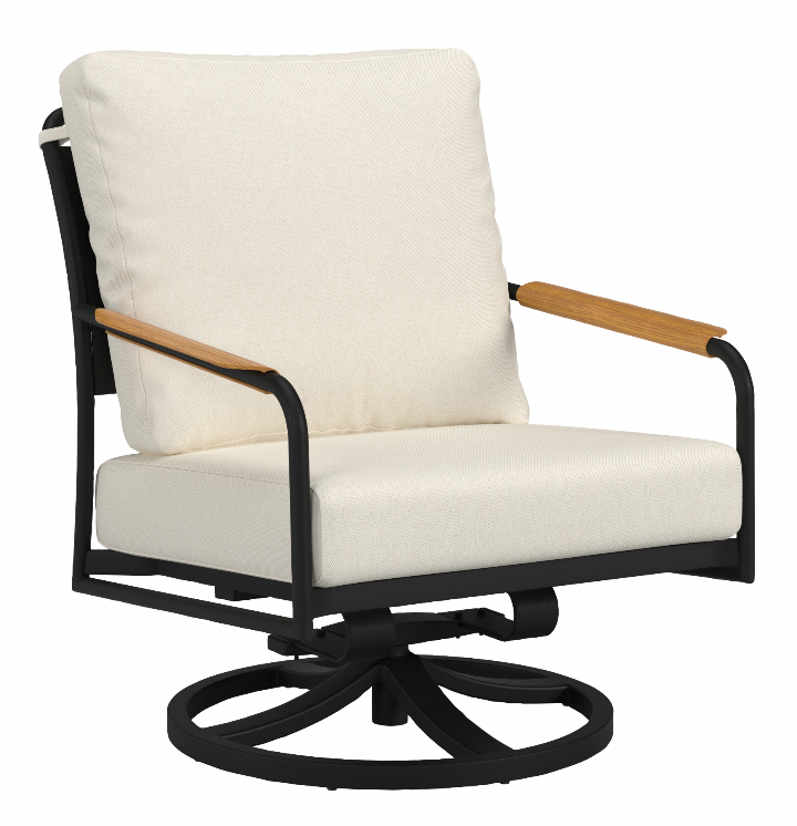 Swivel lounge chair on white, before masking
